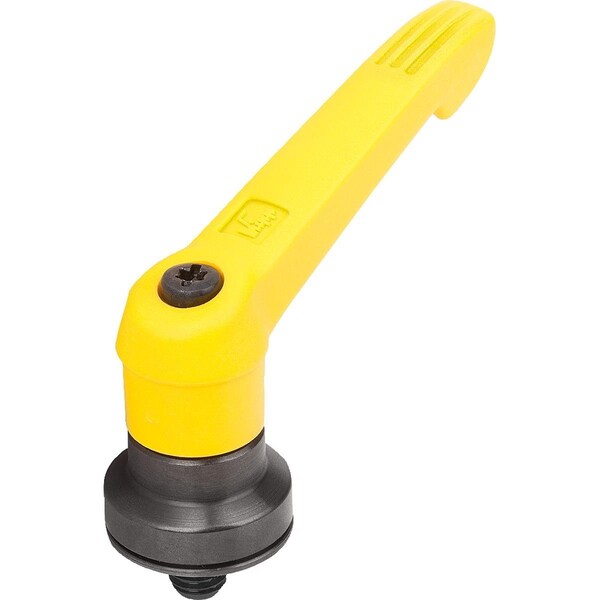 Adjustable Handle W Clamp Force Intensif Size:2 M08X30, Plastic Yellow , Comp:Steel Black Oxidized